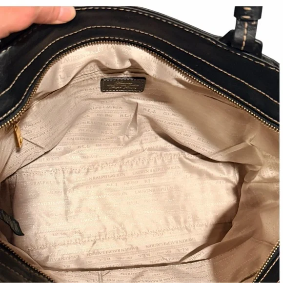 Lauren Ralph Lauren Sheldon Leather Tote Black - Picture 10 of 16